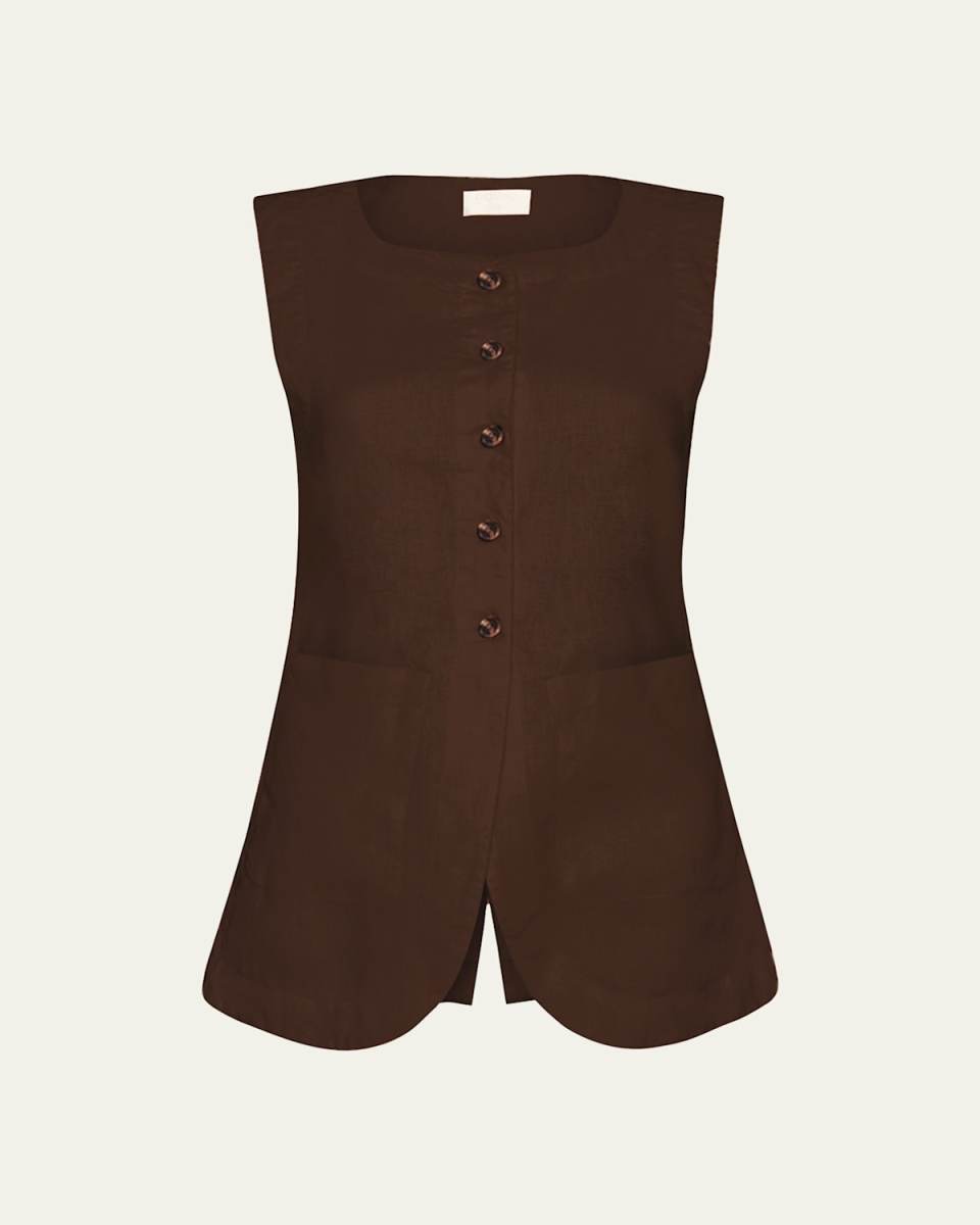 Emma Linen Cutaway Vest
